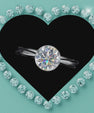 Modern invisible setting moissanite solitaire ring in sterling silver