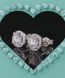 Round 1 carat moissanite stud earrings with halo setting