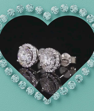 Halo Moissanite Stud Earrings