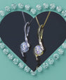 Contemporary silver pendant necklace with twist design and moissanite