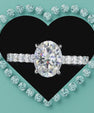 Luxury oval cut moissanite ring with elegant pavé band