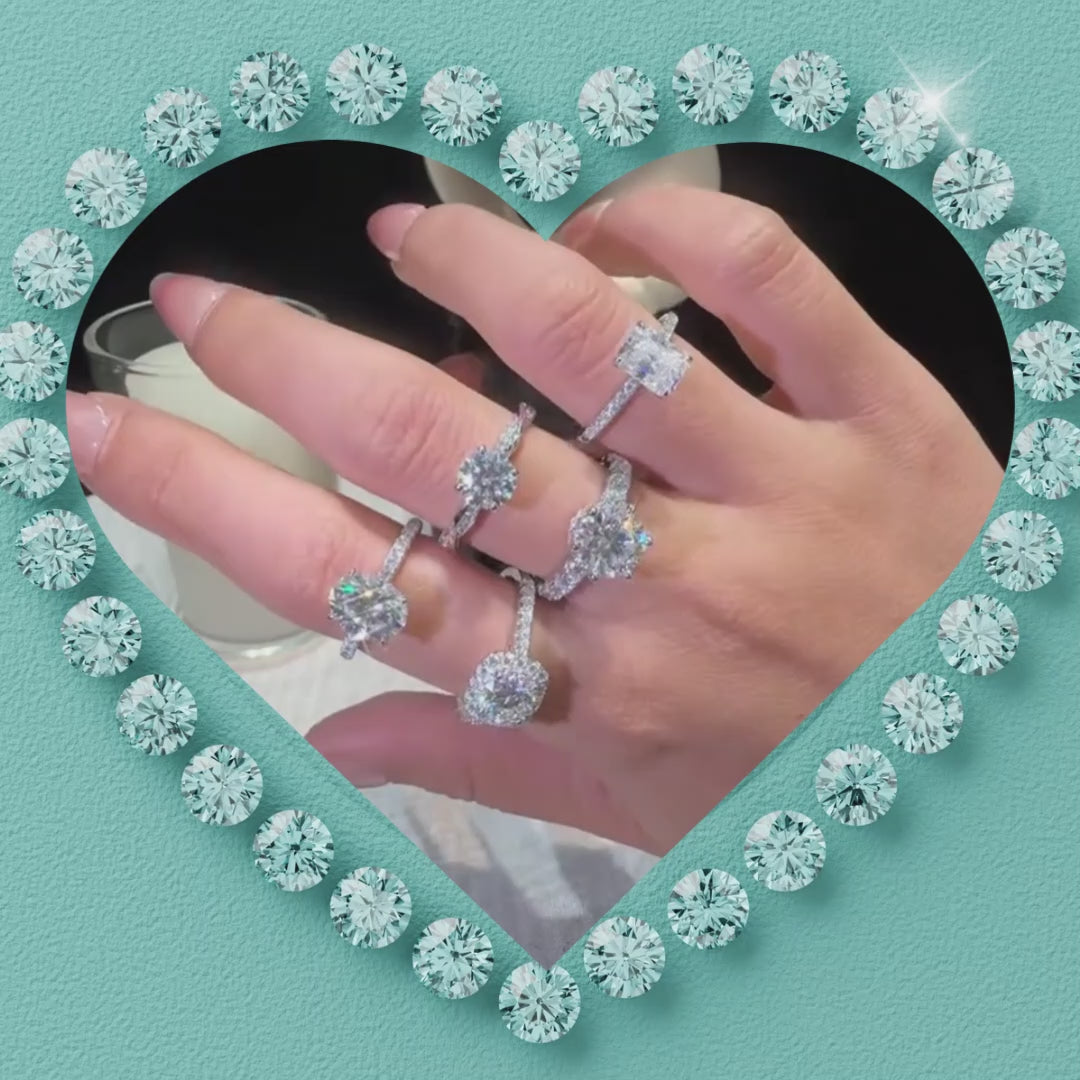 S925 sterling silver moissanite ring with twisted shank design