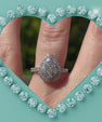 Pear shaped halo moissanite engagement ring for women