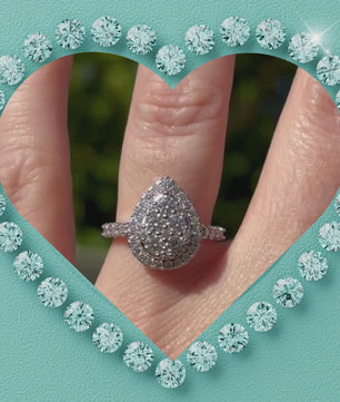 Maribel Pear Cluster Halo Ring