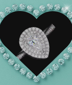 The “Aveline” Pear Halo Ring